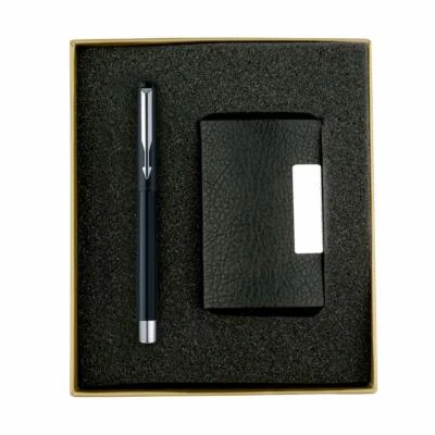 Parker Vector Gift Set Trim Black Roller Ball Pen with Black Holder Ink Blue - image 1 of 4