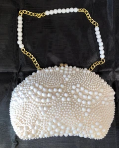 Vintage John Wind White Dot Evening Bag Purse Hong Kong - 7.5" x 5" Precious! - Picture 1 of 12