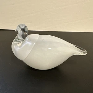 Finland Clear White Glass Bird With Original Sticker - Bild 1 von 9