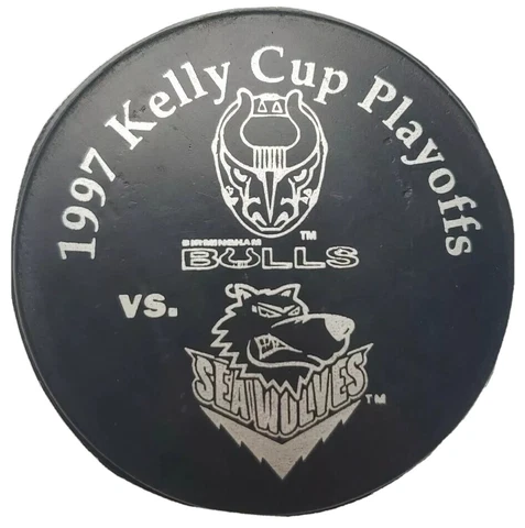 1997 KELLY CUP PLAYOFFS BIRMINGHAM BULLS VS MISSISSIPPI SEA WOLVES ECHL PUCK Cover