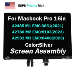 For Macbook Pro 16" A2485/2780/A2991 M1 M2 M3 LCD Screen Replacement Sliver 2023 - Picture 1 of 8