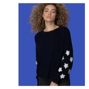 Blank Paige Cashmere Blend Navy Blue White Stars Sweater Size S - Picture 1 of 7