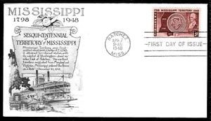 955 3c Stamp (1948) MISSISSIPPI TERRITORY FDC FROM THE DAY LOWRY CACHETS - Picture 1 of 1