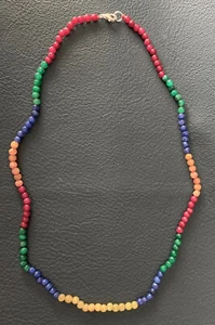 Collar 52 cm Esmeralda, rubi, zafiro azul y amarillo. Cierre plata de ley maciza - Imagen 1 de 7