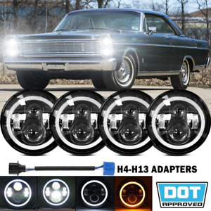 4pcs 5.75" 5-3/4inch Round LED Headlights Upgrade For Ford Galaxie 500 1962-1974
