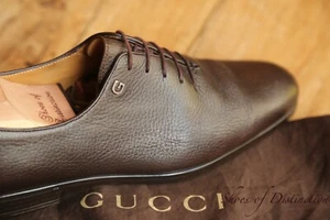 Gucci Burnished Brown Leather Oxford Shoes Men's UK 6.5 E US 7.5 EU 40.5 - Imagen 1 de 11