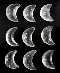 78.80 Ct Natural Clear Quartz 17-19 mm Gemstone Moon Cabochon 9 Pcs Lot - 63221 - Picture 1 of 5