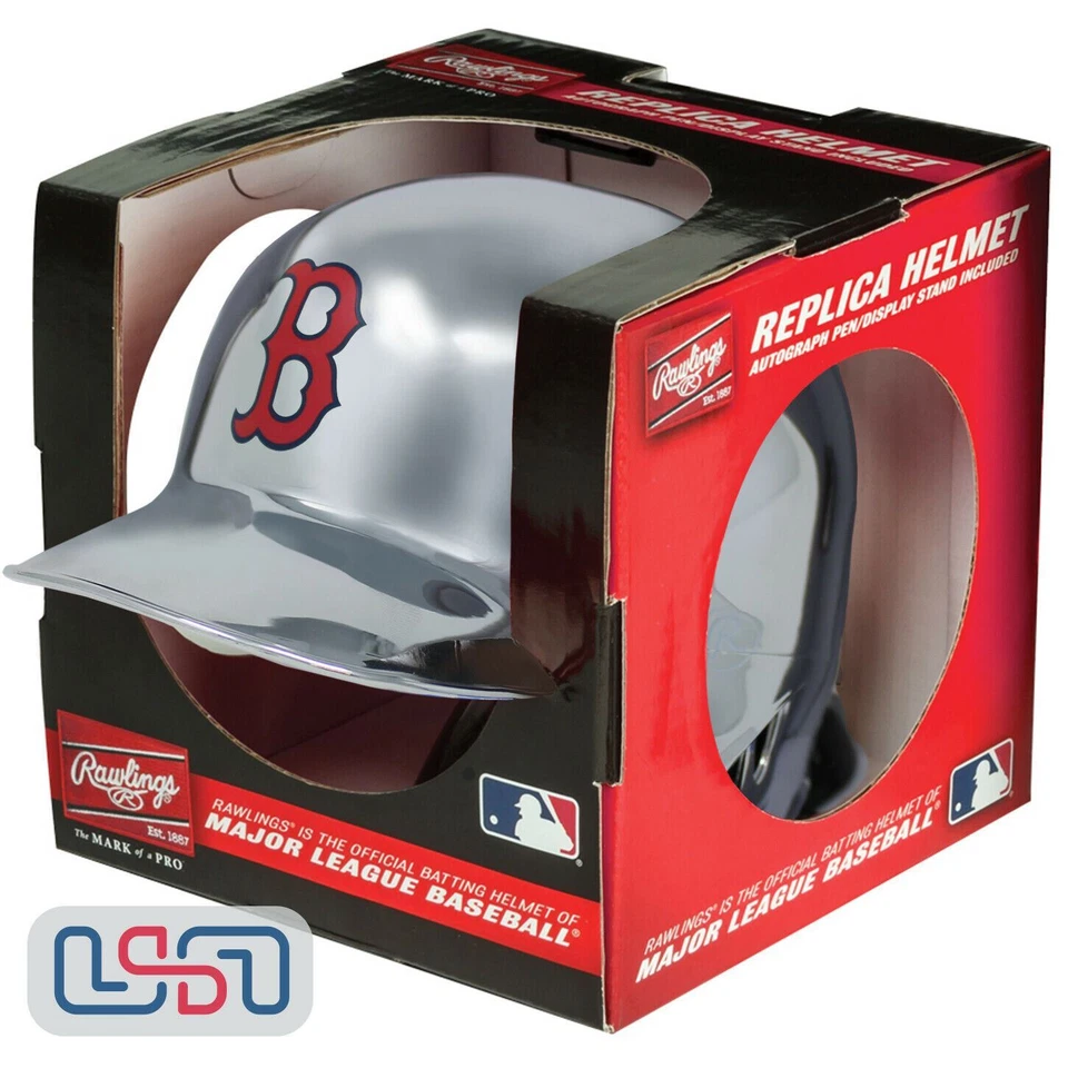 Casco de bateo de béisbol Boston Red Sox plateado cromado Rawlings Mini MLB Foto 1 de 1