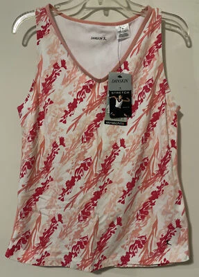 Camiseta sin mangas Danskin XL, rosa, floral, sin mangas, cuello en V elástico, ¡NUEVA CON ETIQUETAS! A3725 Foto 1 de 4