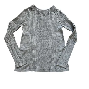 Ivivva Activewear Girls Size 10 Top Knit Gray Long Sleeve Sweater Thumbholes - Picture 1 of 12