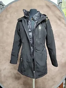 CALVIN KLEIN Womens Water Resistant Jacket Coat Hooded Black  - Picture 1 of 6