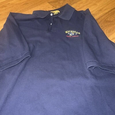 Camisa polo vintage bordada campeões nacionais 1997 Universidade de Michigan tamanho XL - Imagem 1 de 4