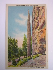 Cartolina d'epoca mai usata Chimney Rock Cody Highway Yellowstone Park - Foto 1 di 2