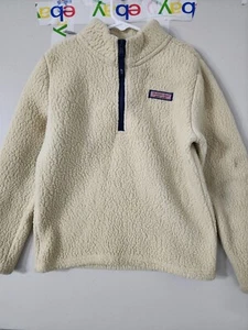 Vineyard Vines Sweatshirt Boys S Ivory 1/4 Zip Sherpa Pullover Fleece Cozy Solid - Picture 1 of 17