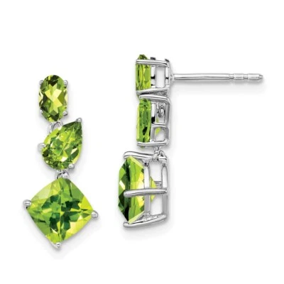 19.5mm 14k White Gold Peridot Dangle Earrings - Image 1 of 4