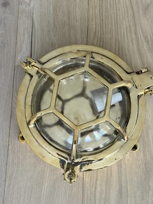 Brass Circular Bulkhead Light - Ship Salvaged. Sold as is. Shipping from USA. - Image 1 of 4
