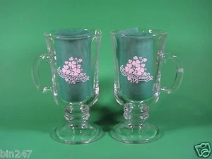 Irish Coffee Glasses Clear Shamrocks Set of 2 Made In Portugal - Picture 1 of 12