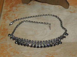 Rhinestone necklace unmarked Art Deco Vintage clear crystal formal bling wedding - Picture 1 of 6