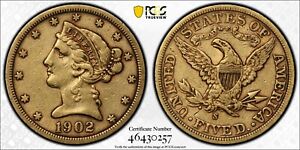 1902-S $5 Gold Liberty Head Half Eagle Certified PCGS XF 40