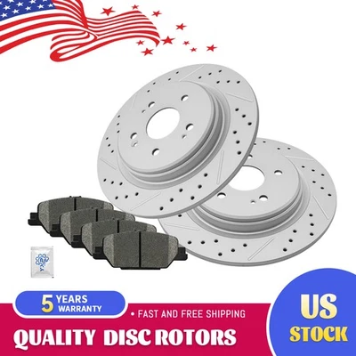 Rear Drilled Disc Rotors And Ceramic Brake Pads for 2017 - 2022 2023 Honda CR-V - Image 1 of 4