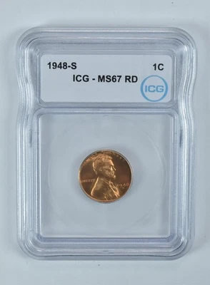 1948-S Lincoln Wheat Cent MS67 RD ICG *3976 - Image 1 of 4