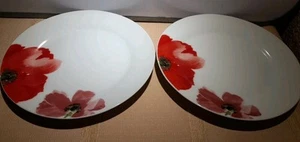 Pair Of Sabichi Porcelain Poppy Design Sandwich Side Plates 19cm Diam Free Post - Picture 1 of 4