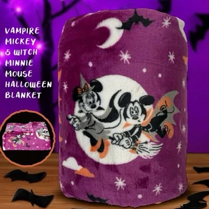 Halloween Disney Vampire Mickey Mouse Supersoft Plush Purple Throw Blanket NEW - Picture 1 of 12