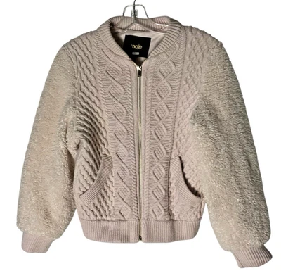Maje Bomba Sweater Jacket Coat Cardigan Zip-Front Pink Beige Size Medium 38 - Image 1 of 4