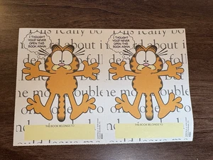 Vtg Garfield Bookplate Never Open Book Again UFS 1978 X2 - Picture 1 of 4