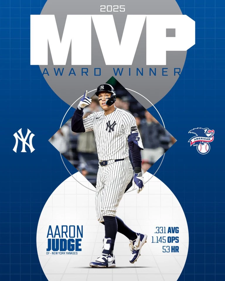 Aaron Judge 8x10 photo New York Yankees  2024/2025 AL MVP MLB - Image 1 of 1