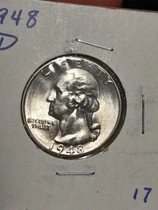 1948-D Washington Silver Quarter BU Denver Mint #1 - Picture 1 of 4