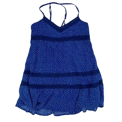 Nuevo con etiquetas Camiseta sin mangas Abercrombie & Fitch Talla XS Azul Fluido Lunares Tirantes Trapecio Foto 1 de 4