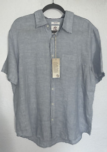 Panama Jack Mens Shirt XL Regular Short Sleeve Button Front Linen Light Blue NEW