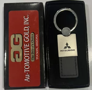Llavero Mitsubishi Cuero Negro y Acero Inoxidable NUEVO EN CAJA - Imagen 1 de 1