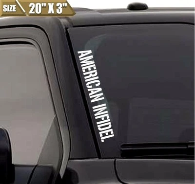 Calcomanía adhesiva de vinilo parabrisas American Infidel calcomanía para EE. UU. para Ford F150 Foto 1 de 2