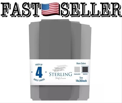 Paquete de 4 forros de estante de plástico para sistema de estante de alambre, grafito - 14 x 36 pulgadas Foto 1 de 4