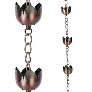 Rain Chains Gutter 72" Metal Decorative Lotus Cup Rain Chain Bell For Home & Gar - Picture 1 of 7