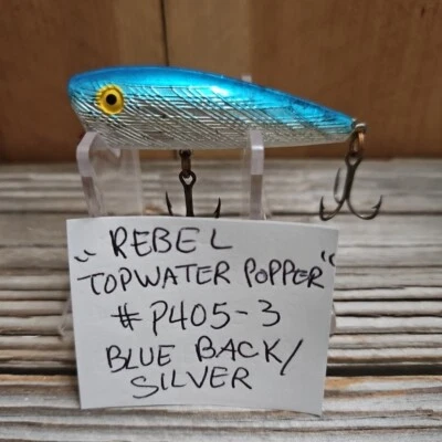 Vintage Rebel "TOPWATER POPPER" #P405-3. Señuelo trasero/color plata azul. Foto 1 de 4
