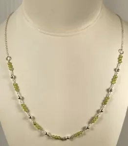 Beaded Peridot and Sterling Silver Necklace - Picture 1 of 5