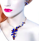 Statement Choker Necklace Earrings Rhinestone Red Blue Pageant Prom Drag 