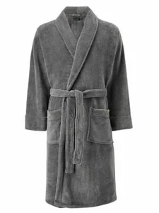 CHARCOAL DARK GREY MENS SOFT FLUFFY FLEECE BATHROBE / GOWN LARGE XL FREE SIZE - Picture 1 of 1