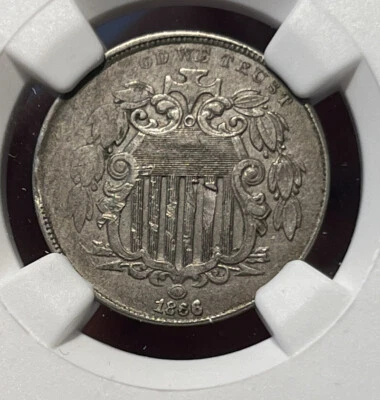Planchet bajo peso con error de níquel escudo 1866 certificado NGC COMO NUEVO Foto 1 de 3