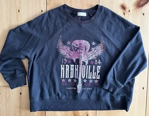 Altar'd State Sweatshirt Women's Size XS Gray Cropped Nashville Glitter 1984 YTK - Picture 1 of 5