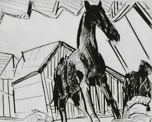 DIETRICH BURGER - Das Pferd - Radierung - 1987 - Bild 1 von 2