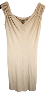 Barney's New York Sleeveless Stretch Detailed Pencil Tan Beige Dress Size 40 / 8 - Picture 1 of 3