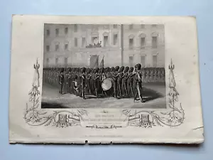 Departure of Grenadier Guards from Trafalgar antique engraving c1860 Tallis - Picture 1 of 1