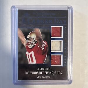 JERRY RICE 2020 Leaf ITG Used A Career Game Game-Worn Triple Patch Card # 3/25