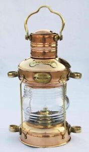 Maritime Ship Lantern Nautical Lamp Brass & Copper Anchor Oil Lamp Boat Light