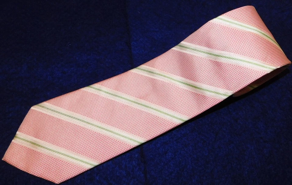 GUY LAROCHE MADE IN ITALY RED/WHITE/GREEN DOTS/STRIPED TIE - DESIGNER TIES. - Image 1 of 3