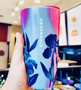 Starbucks Pink Iris Keramik Tasse Ombre Floral Hot Tumbler Farbverlauf Tall 12oz Neu - Bild 1 von 11
